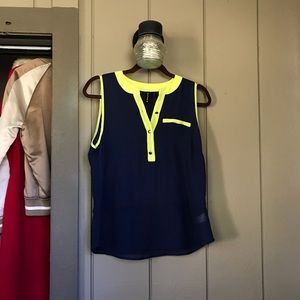 HeartSoul Button Down Crepe Sheer Tank